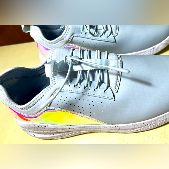 COVE Sneakers Blue leather & holographic Trim Unisex NWOT - Picture 10 of 10